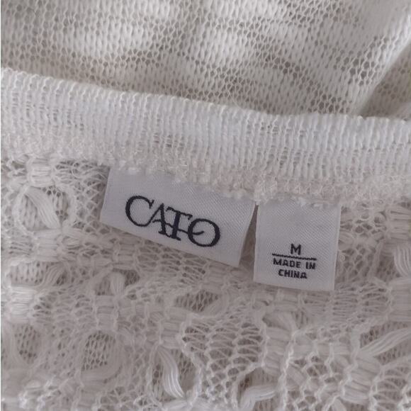 Cato Lace Crochet Detail 3/4 Sleeve Top Size Medium Ivory Cream - Picture 4 of 4